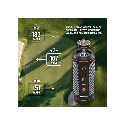  Bushnell Wingman 2 GPS Golf Speaker with White Earbuds +Wall/Car Adapters Bundle