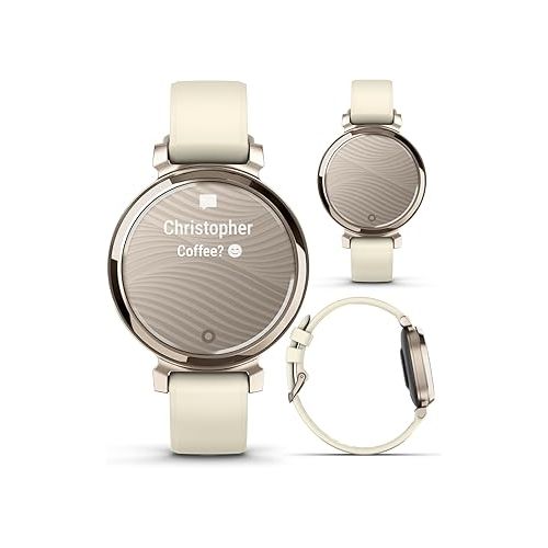  Wearable4U Garmin Lily 2 - Cream Gold with Coconut Silicone Band: Women Small Fitness Smartwatch | Up to 5 Days Battery Life, Health & Wellness Monitoring. 010-02839-00 Gift Bundle