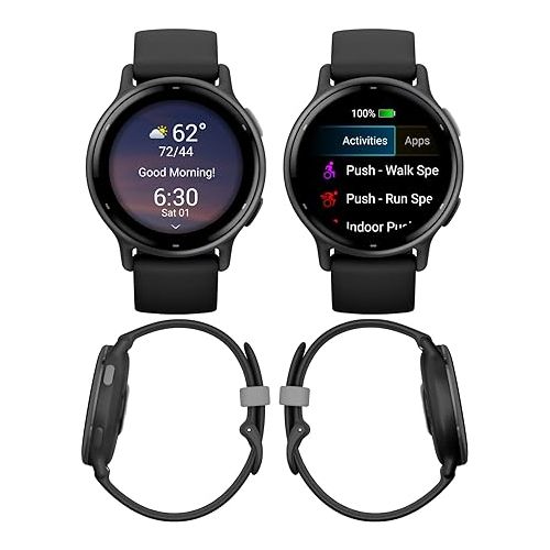  Wearable4U Garmin Vivoactive 5 Health and Fitness GPS Smartwatch, 1.2 in AMOLED Display, Up to 11 Days of Battery, Slate Aluminim Bezel with Black Case and Silicone Band Power Bank Bundle