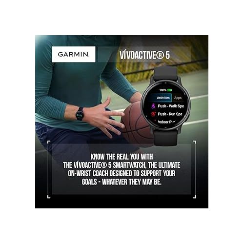  Wearable4U Garmin Vivoactive 5 Health and Fitness GPS Smartwatch, 1.2 in AMOLED Display, Up to 11 Days of Battery, Slate Aluminim Bezel with Black Case and Silicone Band Power Bank Bundle