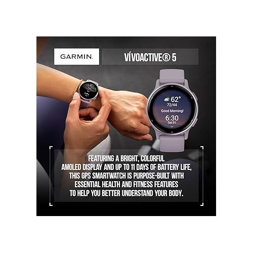  Wearable4U Garmin Vivoactive 5 Health and Fitness GPS Smartwatch, 1.2 in AMOLED Display, Up to 11 Days of Battery, Slate Aluminim Bezel with Black Case and Silicone Band Power Bank Bundle