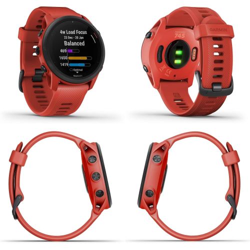  Garmin Forerunner 745 GPS Running and Triathlon Smartwatch Magma Red with Wearable4U Black Earbuds with Charging Power Bank Case Bundle