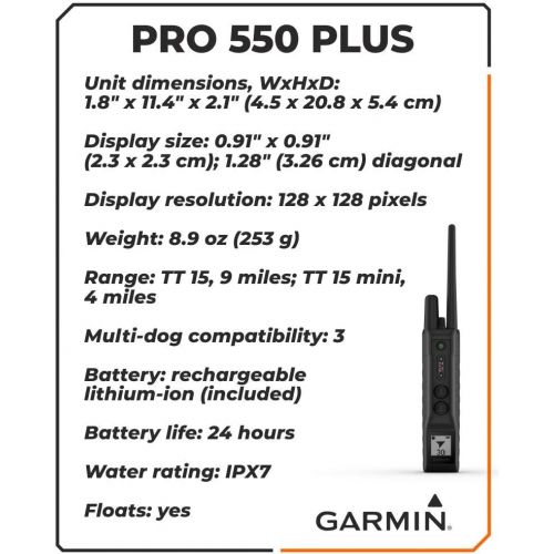  Garmin Pro 550 Plus, (Handheld Only) Dog Training System with Wearable4U Power Pack Bundle