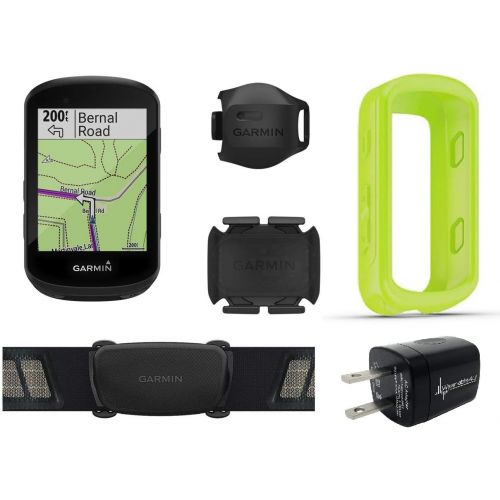  Garmin Edge 530 GPS Cycling Computer with Included Original Garmin Silicone Case and Wearable4U Wall Charging Adapter Bundle