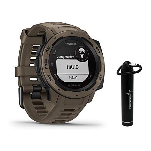  Garmin Instinct Tactical Edition GPS Watch and Wearable4U 2200 mAh Power Bank Bundle (Tactical Coyote Tan)