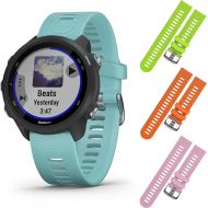 Garmin Forerunner 245 GPS Running Smartwatch with Included Wearable4U 3 Straps Bundle (Aqua Music 010-02120-22, Lime/Orange/Pink)