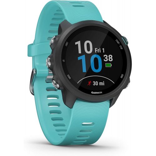  Garmin Forerunner 245 GPS Running Smartwatch with Included Wearable4U 3 Straps Bundle (Aqua Music 010-02120-22, Lime/Orange/Pink)