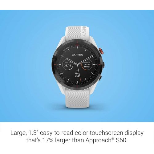  Garmin Approach S62 Premium GPS White Golf Watch with Wearable4U White Earbuds with Charging Power Bank Case Bundle