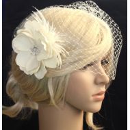 WearableArtz Ready to ship. Ivory Birdcage Veil - 2 items