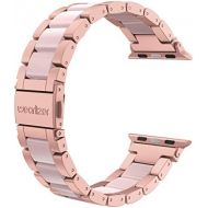 [아마존 핫딜] Wearlizer Rose Gold Pink Compatible with Apple Watch Band 38mm 40mm Womens Mens Replacement for iWatch Stainless Steel Strap Fashion Resin Wristband Sleek Bracelet Metal Clasp Seri