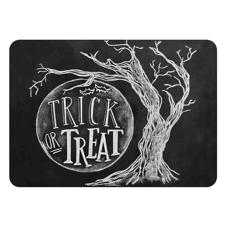 The Softer Side by Weather Guard™ Trick or Treat Moon Kitchen Mat in BlackWhite