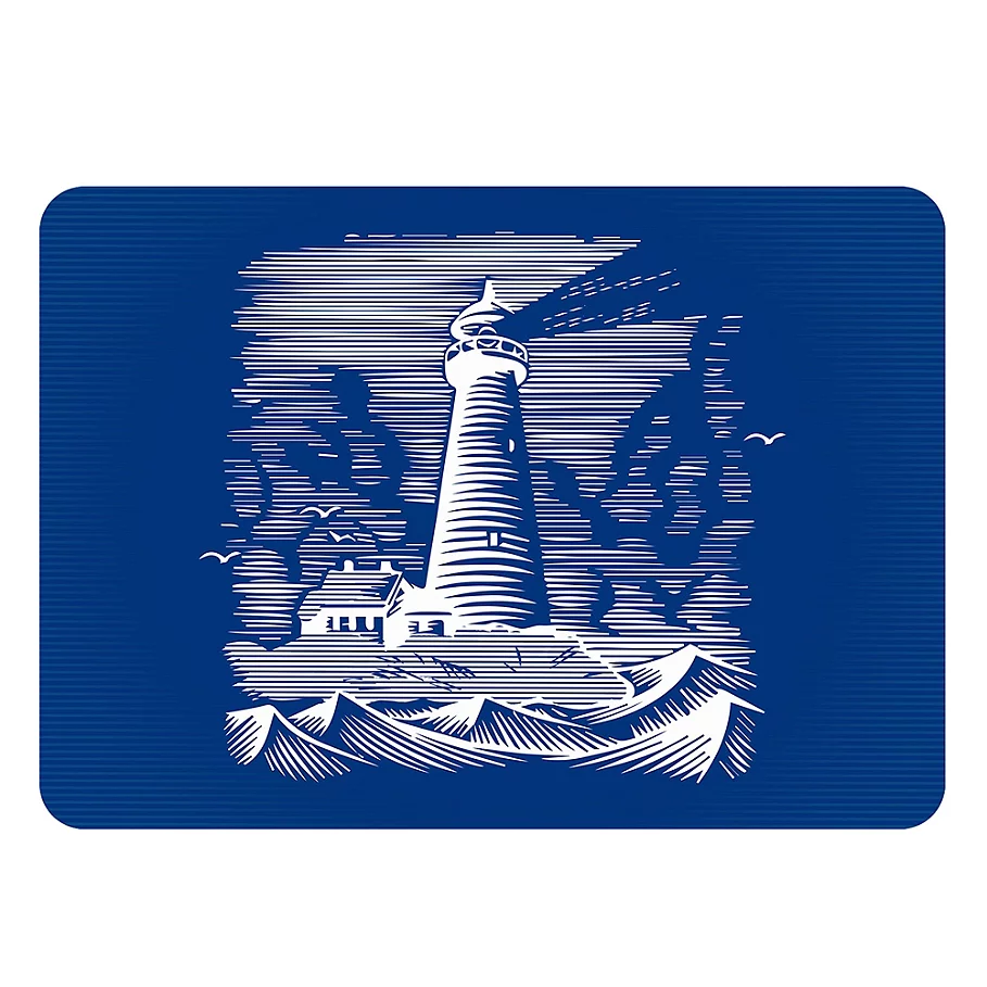  The Softer Side by Weather Guard™ Lighthouse Kitchen Mat in NavyWhite