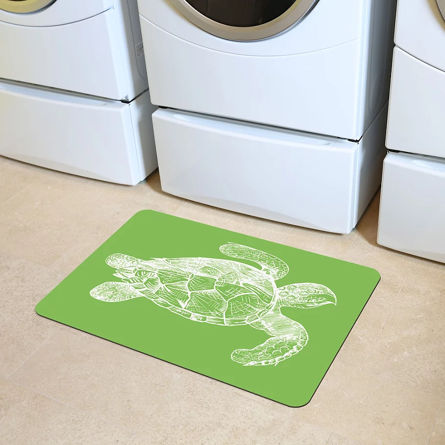  The Softer Side by Weather Guard™ Turtle Kitchen Mat in LimeWhite