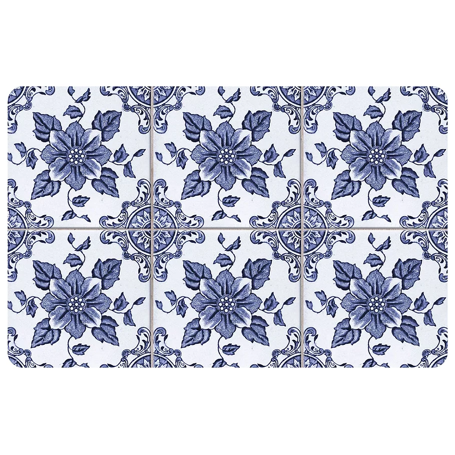  The Softer Side by Weather Guard™ Delft Floral Kitchen Mat