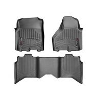 WeatherTech 2012-2016 Dodge Ram 1500-Weathertech Floor Liners-Full Set (Includes 1st and 2nd Row)-Crew Cab; Vehicles with Hooks On Driver and Passenger Side-Black