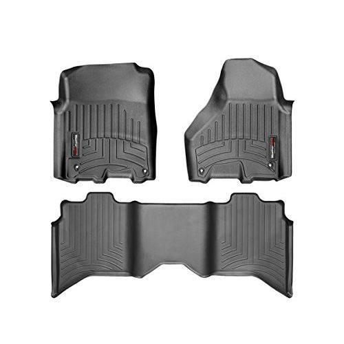  WeatherTech 2012-2016 Dodge Ram 1500-Weathertech Floor Liners-Full Set (Includes 1st and 2nd Row)-Crew Cab; Vehicles with Hooks On Driver and Passenger Side-Black