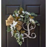 /WeatheredFreeDesigns Front Door Wreaths - Spring Wreath -Summer Wreath -Monogram Wreath -Everyday Wreath -Year Round Wreath -Wreath with Initial -Greenery Wreath