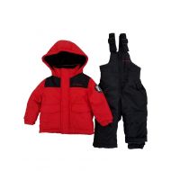 Weatherproof Infant Boys 2-Piece Red & Black Heayweight Coat & Snow Bibs Snowsuit Set