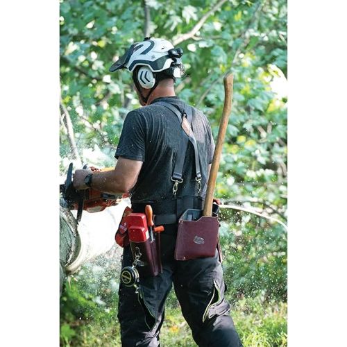  Weaver Leather Arborist Logging Belt Kit - Loggingbelt, Suspenders, Axe Pouch, Wedge Pouch, and First Aid Pouch - Adjustable Belt Fits Waist sizes 30