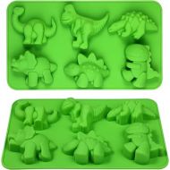 Webake Dinosaur Silicone Molds, 2 Pack Cute Dinosaur Molds for Cartoon Dino Chocolate Candy Cake Decorating Handmade Soap Crayons