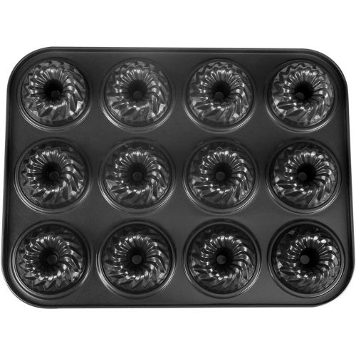  [아마존베스트]Webake Mini Fluted Tube Cake Pan, Non-Stick 2.8 Inch Cake Baking Pan, Heavy Gauge Carbon Steel (12-Cavity)