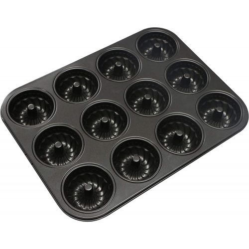  [아마존베스트]Webake Mini Fluted Tube Cake Pan, Non-Stick 2.8 Inch Cake Baking Pan, Heavy Gauge Carbon Steel (12-Cavity)