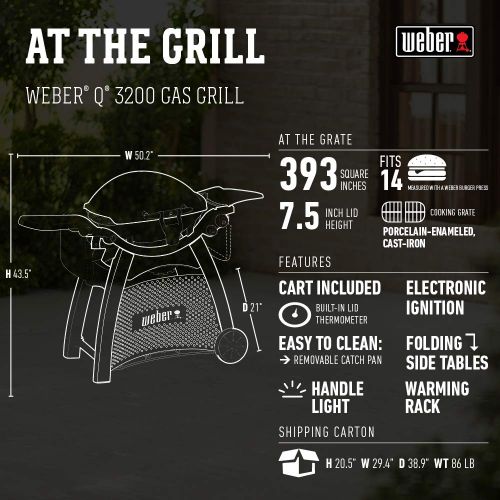  Weber 57060001 Q3200 Liquid Propane Grill