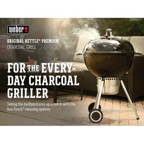  Weber 14401001 Original Kettle Premium Charcoal Grill, 22-Inch, Black