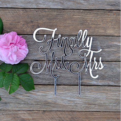  Wedding Cake toppers Finally Mr and Mrs, Cake Topper Wedding, Mr&Mrs, Finally Cake topper, Anniversary, Cake Decorating Supplies, Gold Silver Black White Mirror (width 7, gold mirr