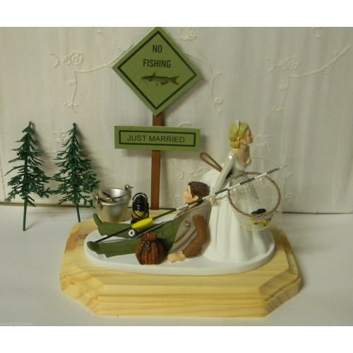  Wedding rception party custom design fishing Fisherman Redneck Cake Topper