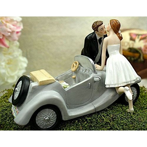  Wedding Collectibles Personalized Ill Love U 4 EVER Car Wedding Cake Topper: Bride Hair: BROWN - Groom Hair: BROWN