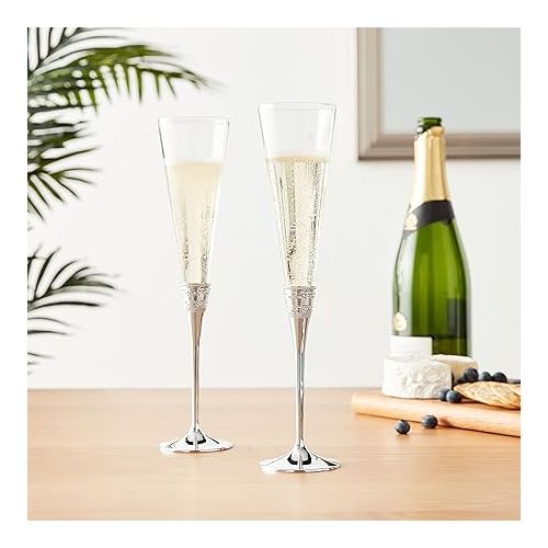  Vera Wang Wedgwood Love Toasting Flute Pair, 2 Count (Pack of 1), Clear