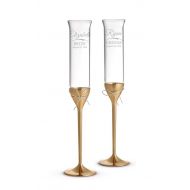 Wedgwood Vera Wang Love Knots Toasting Flute Pair, Gold (Personalized)
