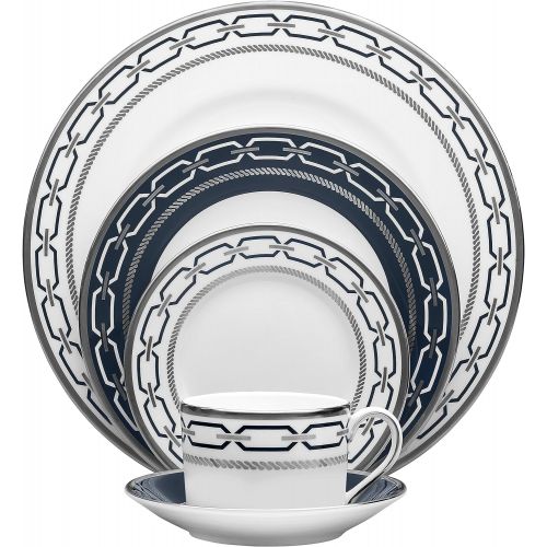  Wedgwood with Love Nouveau Indigo Rim 5-Piece Place Setting, White