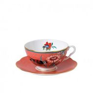 Wedgwood Paeonia Blush Teacup & Saucer Set Coral