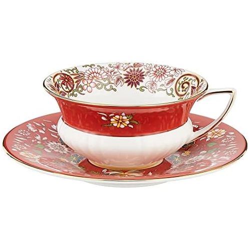  Wedgwood 40024021 Wonderlust Teacup & Saucer Set Orient, 2 Piece, Crimson Jewel