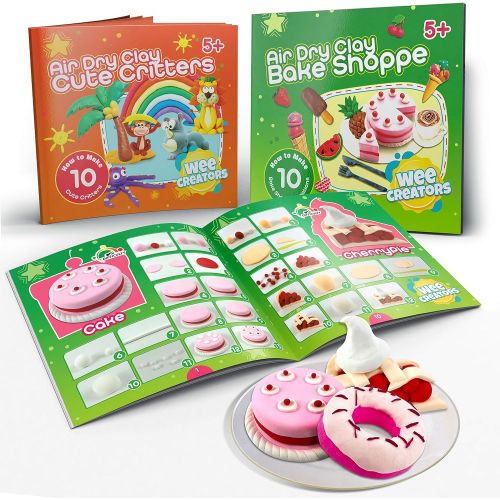  [아마존베스트]Wee Creators Air Dry Clay for Kids Modeling Kit | Bake Shoppe & Cute Critters Themed Activity Books | 36 Colors of molding Clay Magic