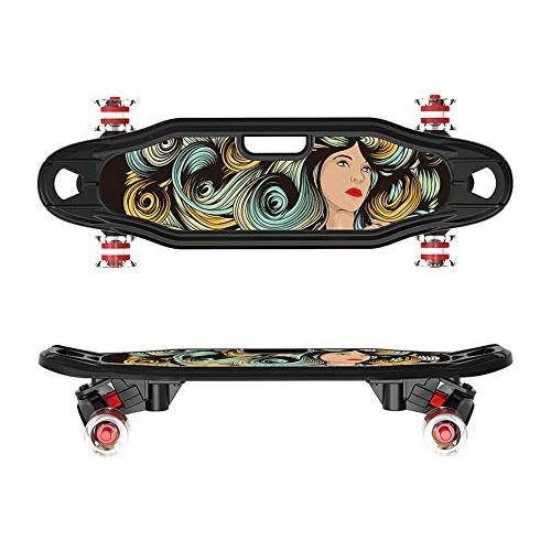  WeeLion Klassisches Kunststoff-Mini-Cruiser-Skateboard, hochwertiges Kunststoffdeck fuer Erwachsene, helle Farben, hochwertige Komponenten (57,5 * 24,5 * 14,5 cm)