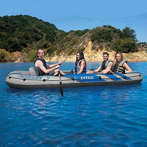  WeeLion 4-Personen-Boot Dickes, verschleissfestes aufblasbares Kajak, Rettungsfischerboot mit schnellem Angriffsboot + Aluminiumpaddel + Gaspumpe