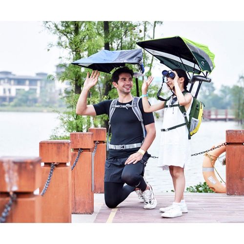  WeeLion 40L Outdoor Backpack and Parasol with Cooling Fan for Quick Disassembly, Black Plastic UV Protection - Suitable for Hiking/Travel/Climbing