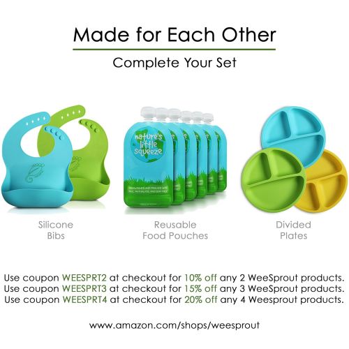  WeeSprout 100% Silicone Plates for Toddlers | 3 Pc Set | Divided Baby Plates | Non-Toxic, BPA Free & FDA/LFGB...