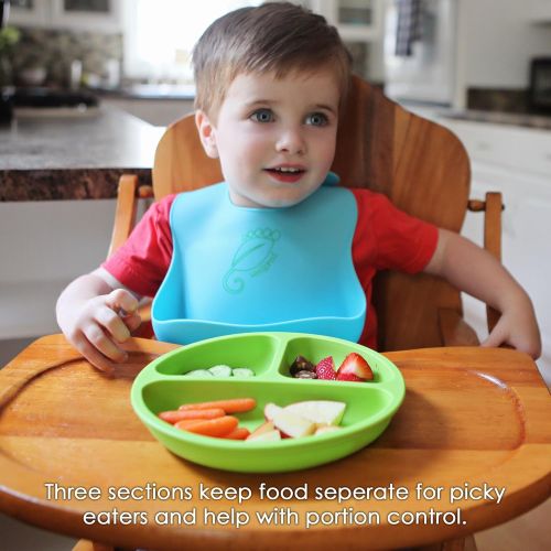  WeeSprout 100% Silicone Plates for Toddlers | 3 Pc Set | Divided Baby Plates | Non-Toxic, BPA Free & FDA/LFGB...