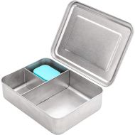 WeeSprout 18/8 Stainless Steel Bento Box (Large) - 3 Compartment Metal Lunch Box, for Kids & Adults, Bonus Dip Container, Fits in Lunch & Work Bags, Dishwasher & Freezer Friendly