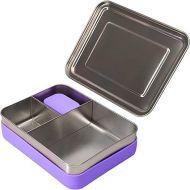 WeeSprout 18/8 Stainless Steel Bento Box (Large) - 3 Compartment Metal Lunch Box, Skid-proof Silicone, for Kids & Adults, Bonus Dip Container, Fits in Lunch & Work Bags, Dishwasher & Freezer Friendly