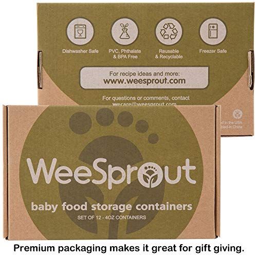  [아마존베스트]WeeSprout Leakproof Baby Food Storage | 12 Container Set | Premium BPA Free Small Plastic Containers with Lids...