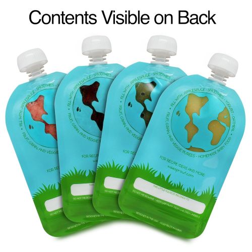  [아마존베스트]WeeSprout Double Zipper Reusable Food Pouch - 6 Pack - 5 fl oz