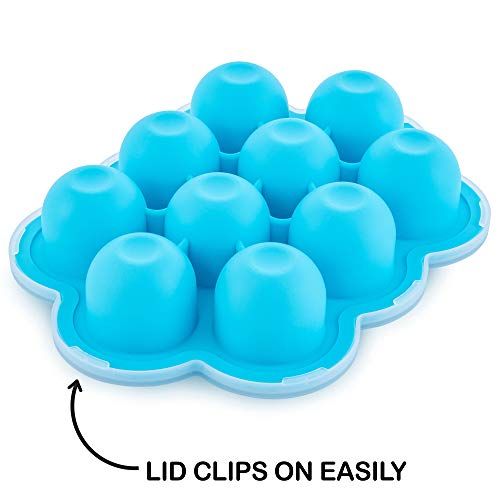  [아마존베스트]Silicone Baby Food Freezer Tray with Clip-on Lid by WeeSprout - Perfect Storage Container for...