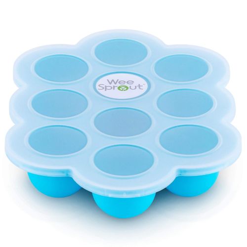  [아마존베스트]Silicone Baby Food Freezer Tray with Clip-on Lid by WeeSprout - Perfect Storage Container for...