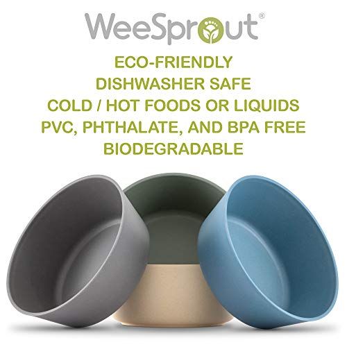  [아마존베스트]WeeSprout WEESPROUT Bamboo Toddler Bowls - 4 pc Set (10 fl oz) - The Best Premium Eco Friendly, Non Toxic, Bamboo Bowls for Kids - Dishwasher Safe - Natural BPA Free Non Toxic Baby Bowls