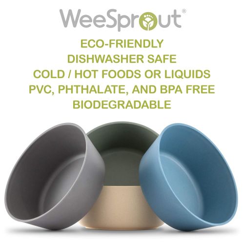  [아마존베스트]WeeSprout WEESPROUT Bamboo Toddler Bowls - 4 pc Set (10 fl oz) - The Best Premium Eco Friendly, Non Toxic, Bamboo Bowls for Kids - Dishwasher Safe - Natural BPA Free Non Toxic Baby Bowls